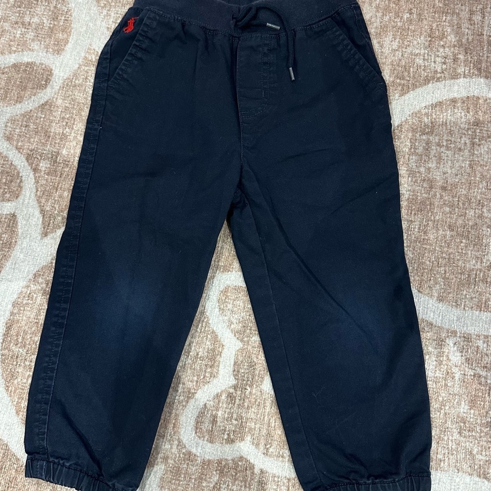 Ralph Lauren Navy Uniform Pants with Elastic Cuffs and Drawstring Waist